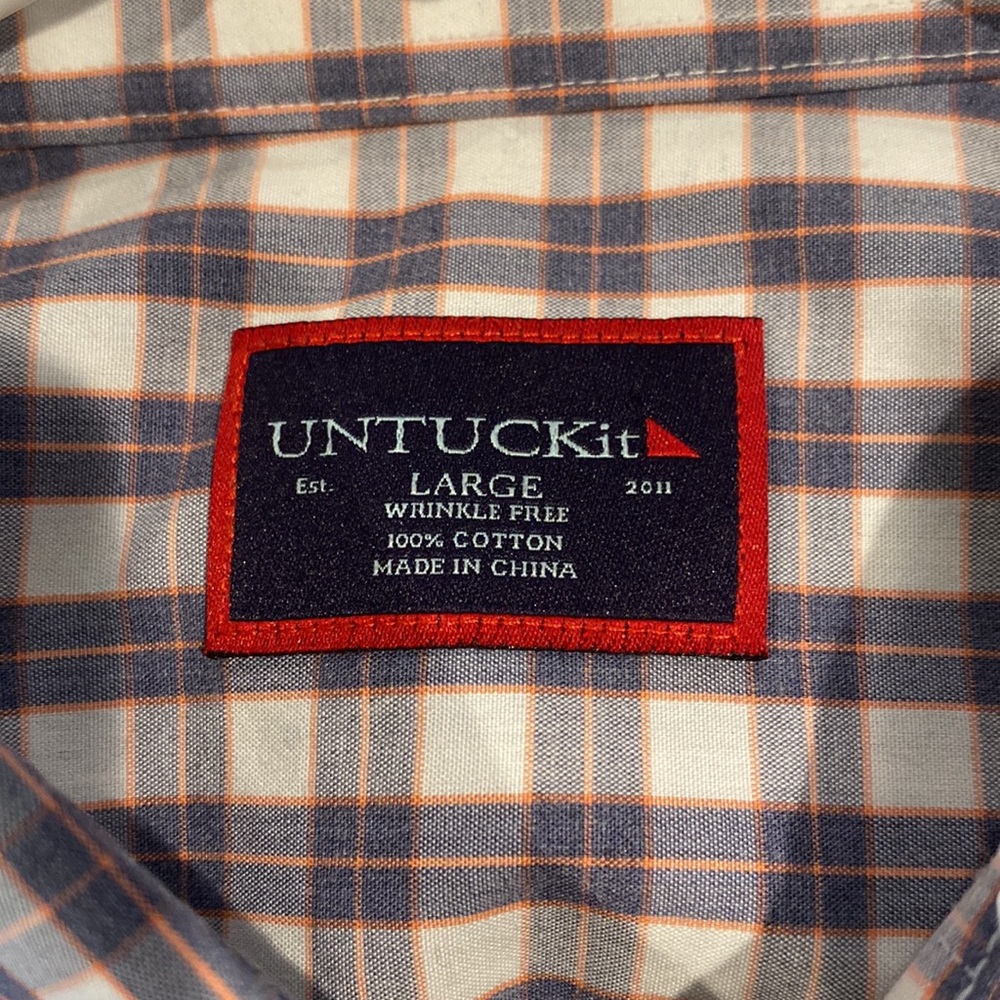 Untuckit Large Button Down. Blue Grey Check With … - image 2